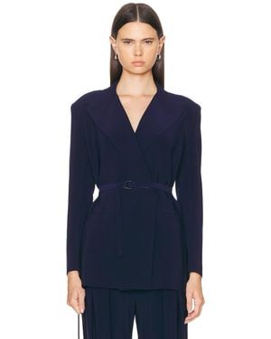 Norma Kamali Double-Breasted Scuba Blazer - Blue