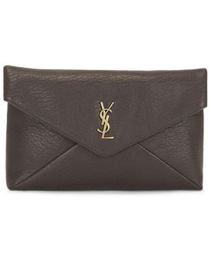 Saint Laurent Large Envelope Pouch Bag - Brown