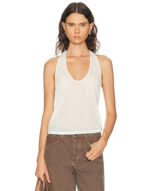 EB DENIM Valley Sheer Racer Tank Top - White
