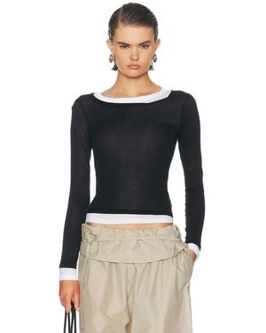 Enza Costa Tissue Jersey Layered Long Sleeve Top - Black