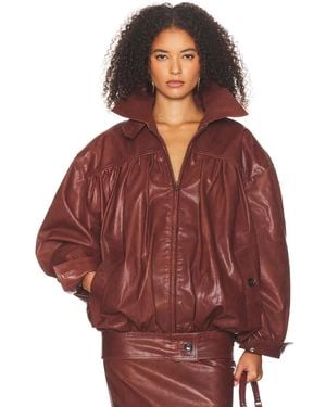 Helsa The Shirred Oversized Leather Jacket