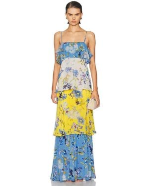 Hemant & Nandita Tiered Maxi Dress - Blue