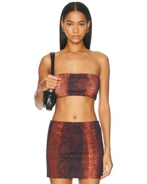 Jean Paul Gaultier Cotton Ribbed Printed Python Bra Top - Red