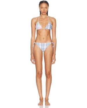 Acne Studios Eini Flower Plaid Bikini Set - White