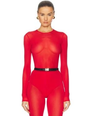 Wardrobe NYC Sheer Bodysuit - Red