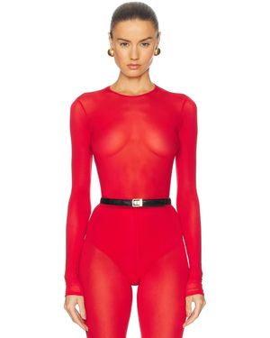 Wardrobe NYC Sheer Bodysuit - Red