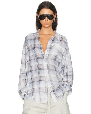 R13 Shredded Seam Drop Neck Shirt - White