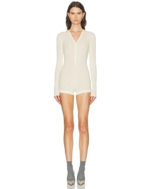 Mugler Knit Long Sleeve Bodyshort - White