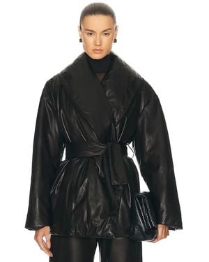 Nour Hammour Cora Leather Puffer Jacket - Black