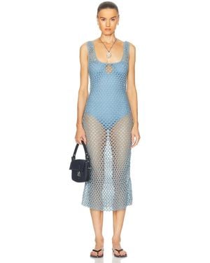 Escvdo Illapa Crochet Midi Dress - Blue
