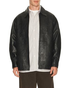 sunflower Crinkle Leather Shirt Jacket - Black