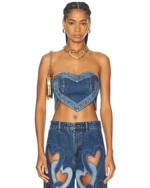 Area Heart Strapless Top - Blue