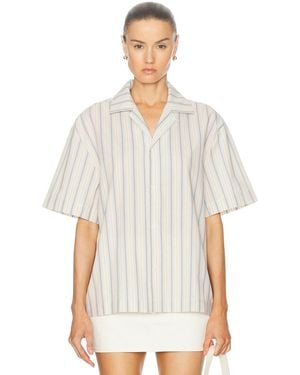 WAO Textured Stripe Camp Shirt - White