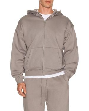 Skims Relaxed Zip Up Hoodie - Gray
