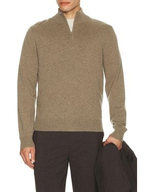Theory Hilles Cashmere Quarter Zip Sweater - Natural