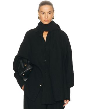 DARKPARK Georgia Detachable Scarf Japanese Light Wool Shirt - Black