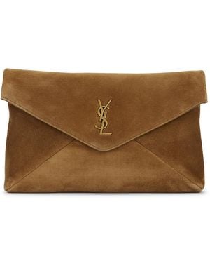 Saint Laurent Large Envelope Pouch - Brown