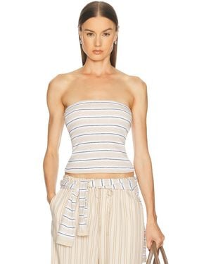 Enza Costa Cotton Stripe Classic Bandeau Top - White