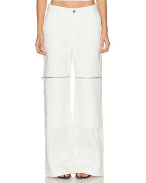 HAELO Flex Waist Zip Cargo Pant - White