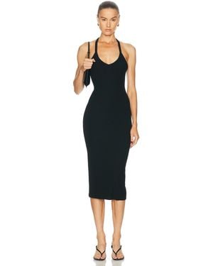 ÉTERNE V Neck Racerback Midi Dress - Black