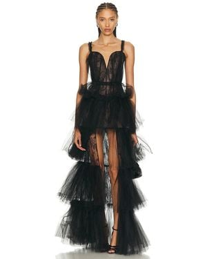 AKNVAS Alphild Bustier Tiered Gown - Black