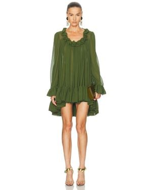 Saint Laurent Ruffled Dress - Green