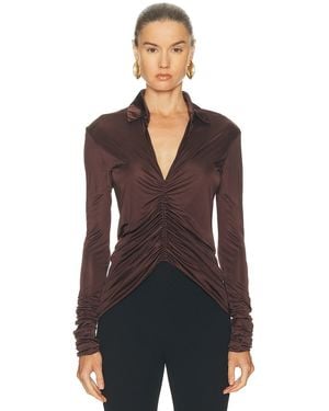 Atlein Front Ruched Shirt - Purple
