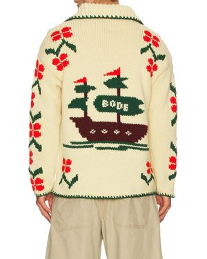 Bode Pirate Ship Cardigan - Gray