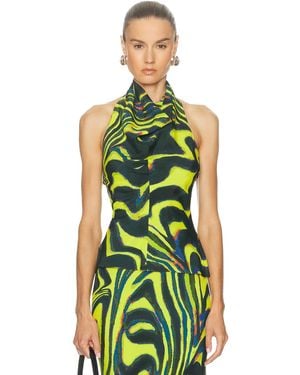 Christopher John Rogers Cowl Neck Halter Top - Green