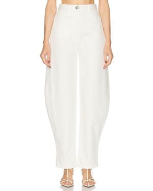 Matthew Bruch High Waist Barrel Leg Jeans - White