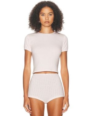 Helsa Pointelle Baby Tee - White