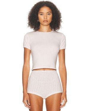 Helsa Pointelle Baby Tee - White