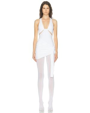 Halo Twist Drape Tank Dress - White