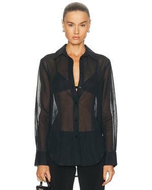 Enza Costa Cotton Organza Fitted Shirt - Black