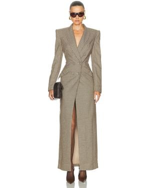 Sans Faff Check Amberly Evening Blazer Dress - Natural