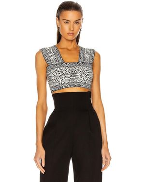 Alaïa Jacquard Print Fitted Top - Black