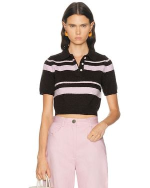 Matthew Bruch Striped Mohair Polo Top - Multicolor