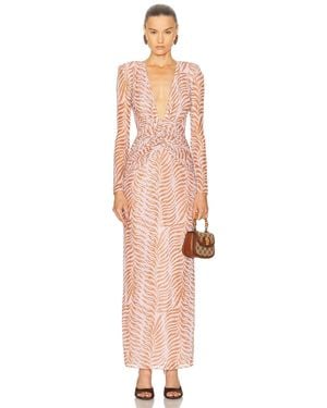 PATBO Botanic Retro Tulle Maxi Dress - Pink