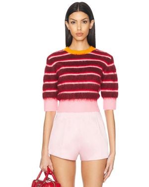 Christopher John Rogers Cropped Ringer Sweater - Red