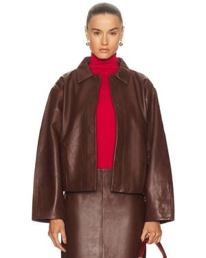 St. Agni Leather Cocoon Jacket - Red
