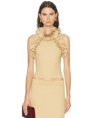 Zimmermann Luna Metallic Ruffle Tank Top - Natural