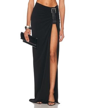 Sid Neigum Floor Length Gathered Belt Skirt - Black