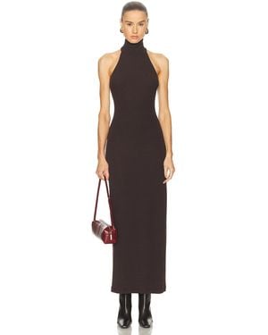 Enza Costa Knit Halter Turtleneck Fluid Dress - Multicolor