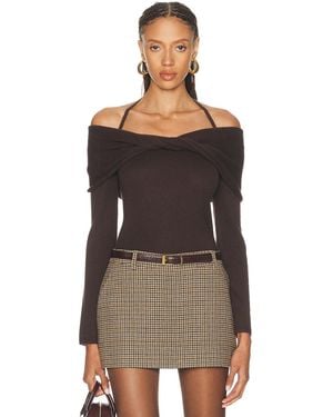 Jonathan Simkhai Cambria Long Sleeve Off Shoulder Top - Brown