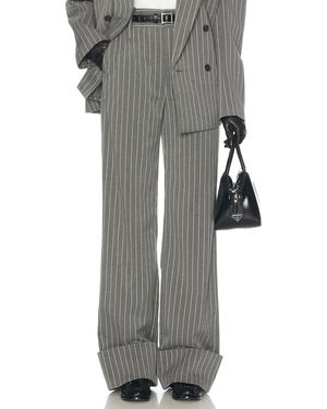 Helsa Pinstripe High Waist Cuffed Pants - Gray
