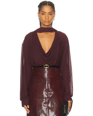 Atlein Draped Collar Blouse - Red