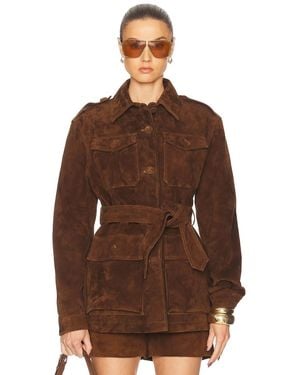 AEXAE Leather Suede Mid Jacket - Brown