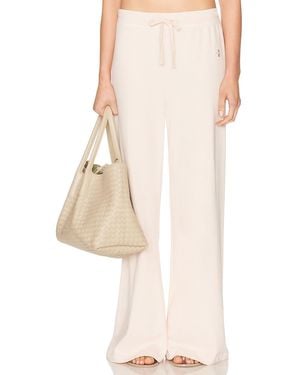 ÉTERNE Drawstring Lightweight French Terry Wide Leg Sweatpant - Natural