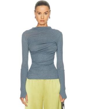 Enza Costa Cashmere Jersey Twist Top - Blue