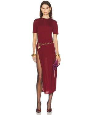 Saint Laurent Short Sleeve Maxi Dress - Red